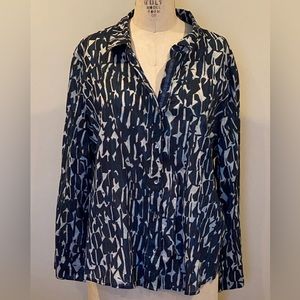 Nic & Zoe New Wave Crinkle Blouse, Black Print, XXL